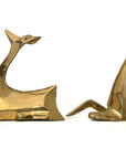 1984 Enesco Brass Deer Sculptures — Abstract Mid-Century Modern Pair, Made in Korea