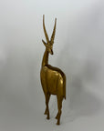 Dolbi Cashier Style Brass Gazelle Sculpture – 19” Tall Mid Century Modern Antelope – Statement Safari Decor