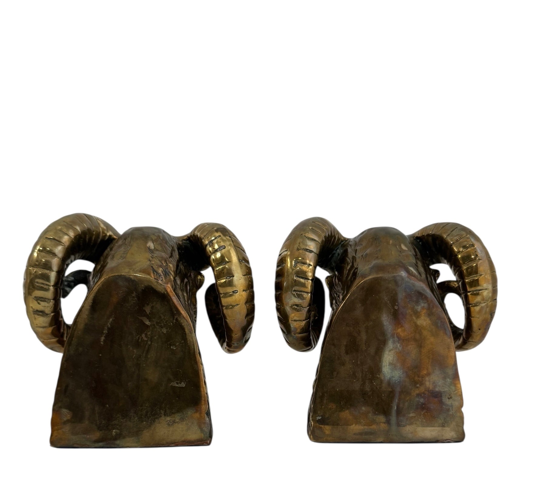 Vintage Brass Ram Head Bookends