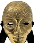 Vintage Brass Face Mask Sculpture on Stand | Mid-Century Modern Surreal Art Decor