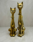 Large Vintage Brass Cats With Bow Tie-A Pair