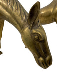 Large Vintage Brass Horse Sculptures – Grazing and Standing Pair (14.5 and 13.5 inches long)