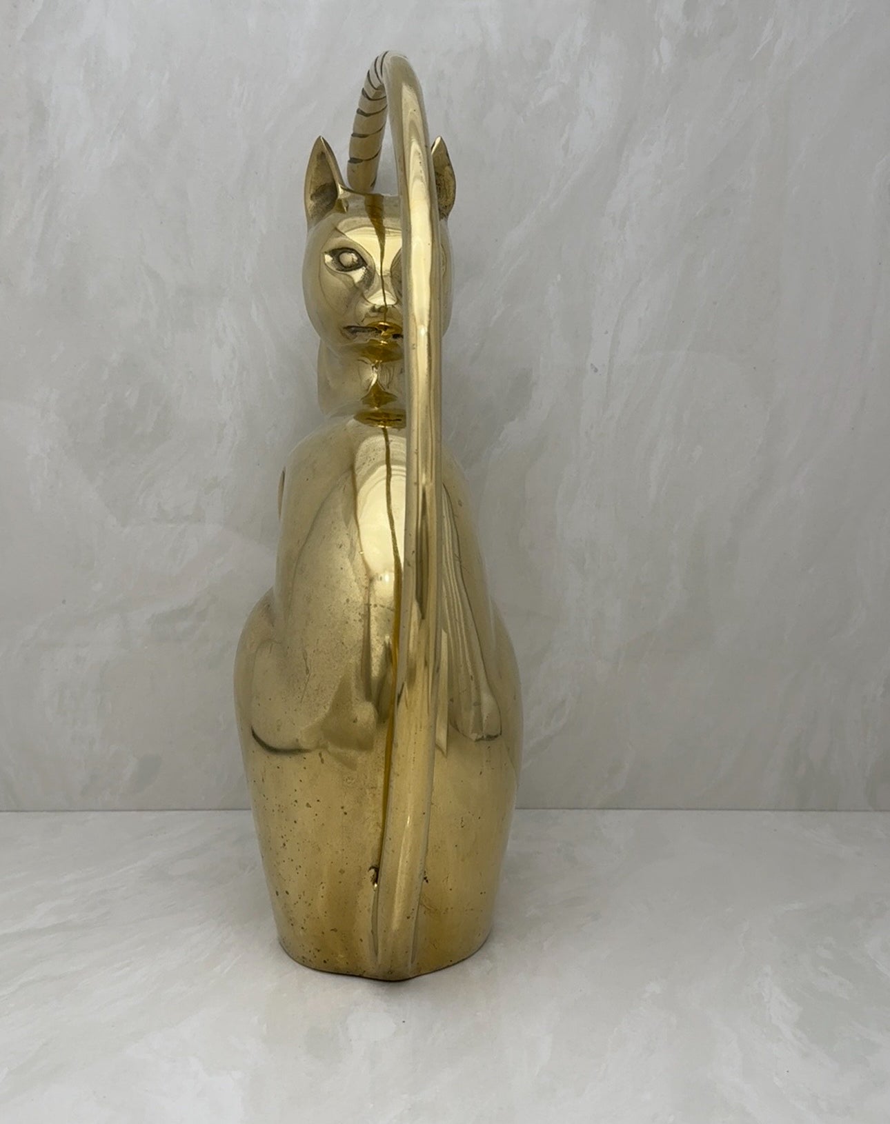 Vintage Brass Stylized Long Tailed Cat-MCM By Dolbi Cashier