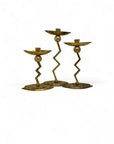 Vintage Brass Retro Candlestick Holders-A Set of Three