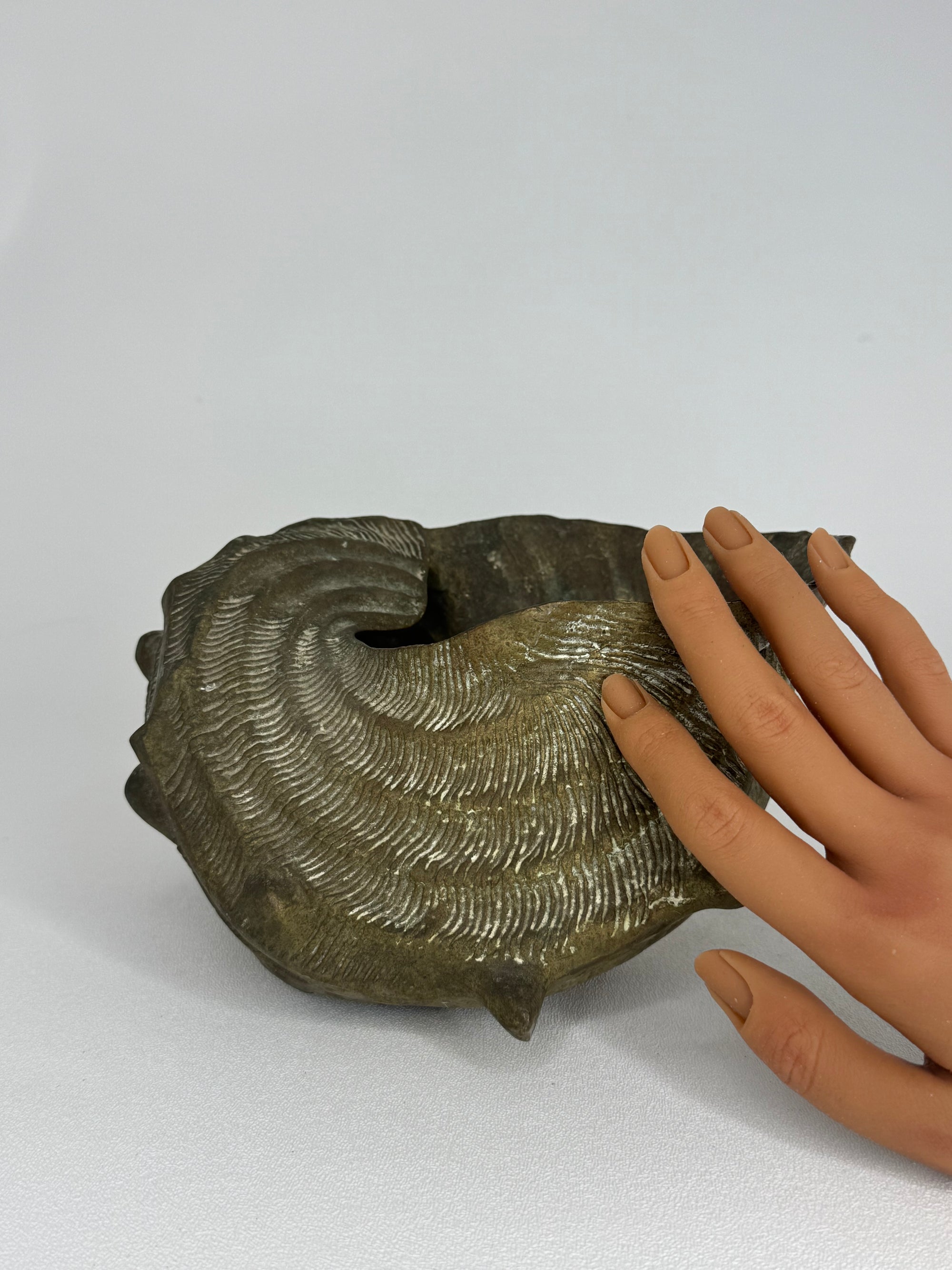 Vintage Big Brass Conch Sea Shell Planter- 8"