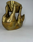 Rare Large Vintage Brass Cat Planter –Statement Cat Holding Bowl Centerpiece