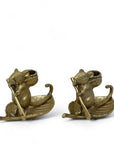 Whimsical Vintage Bronze Mouse Candleholders – Leaf Boats- A Pair