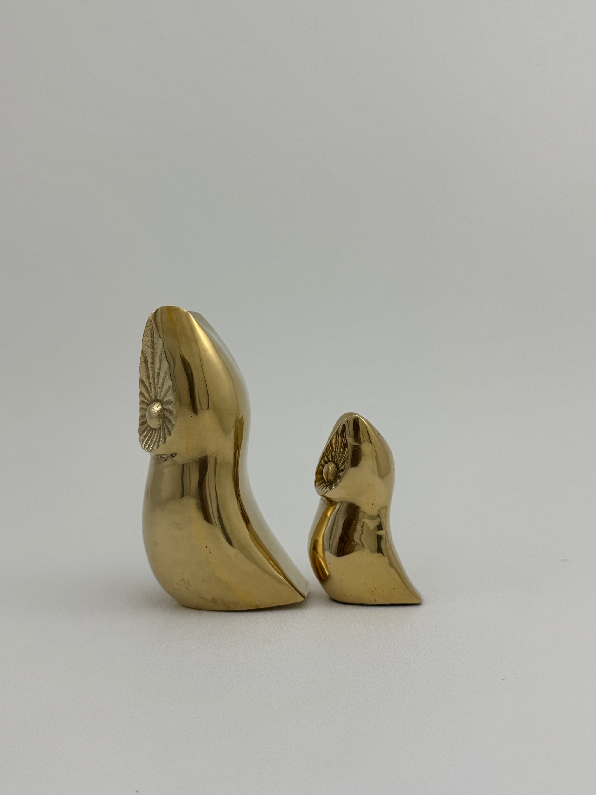 Vintage Brass Owl and Owlet-Pair