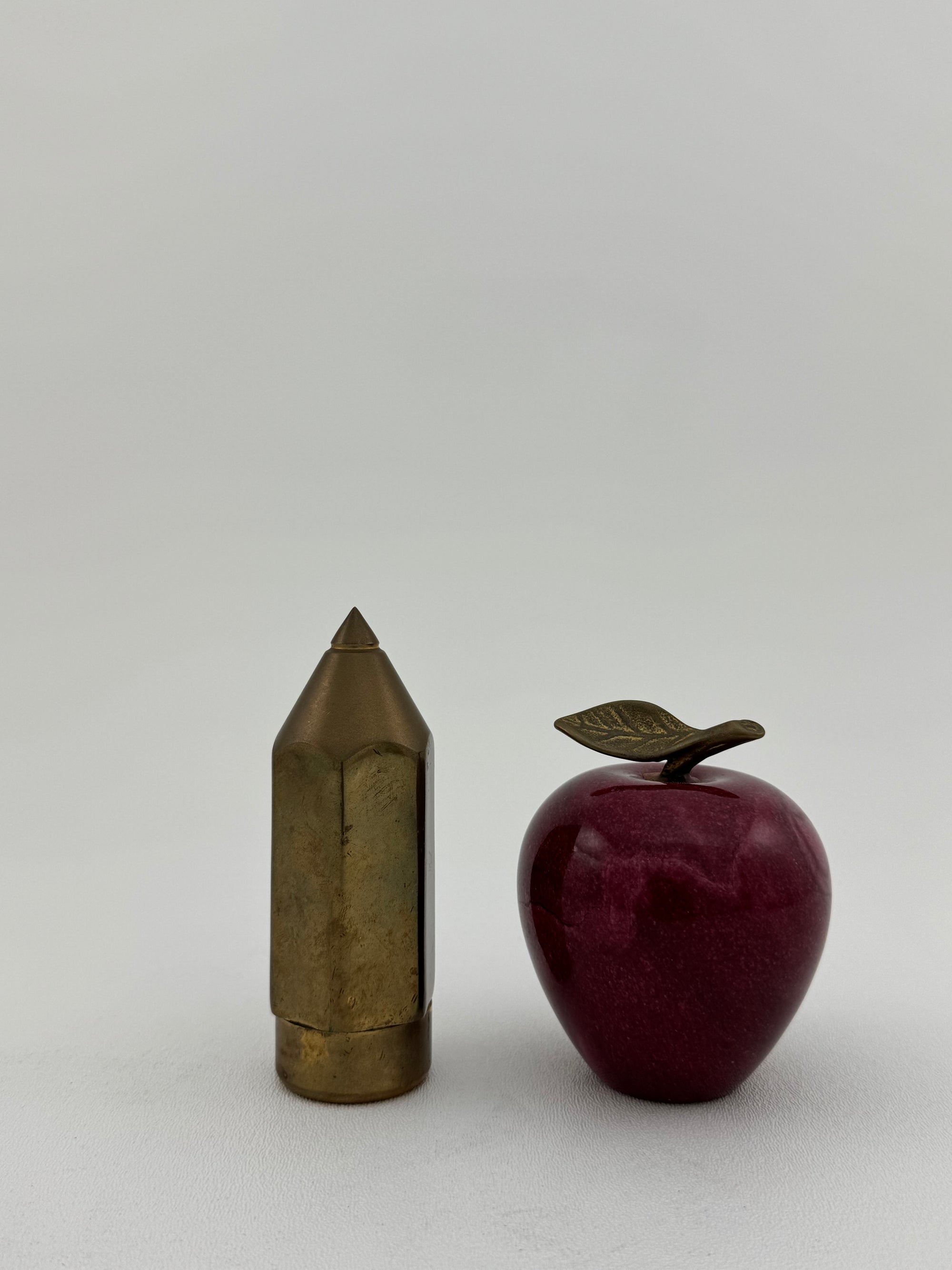 Vintage Apple with Brass Pencil Trinket Holder- A Set