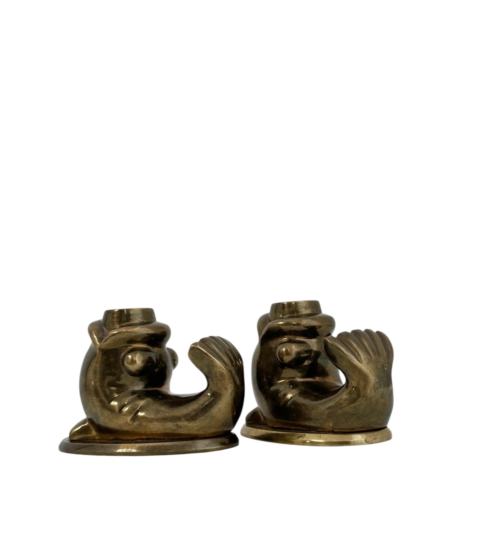 Vintage Brass Fish Candleholders