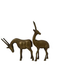 Vintage Mid-Century Brass Antelope Gazelle Figurines – Pair with Long Horns, Safari Wildlife Decor