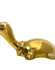 Vintage Brass Turtle Figurine | Long-Necked Mid-Century Modern Animal Sculpture