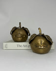 Pair of Vintage Brass Anthropomorphic Apple Sculptures