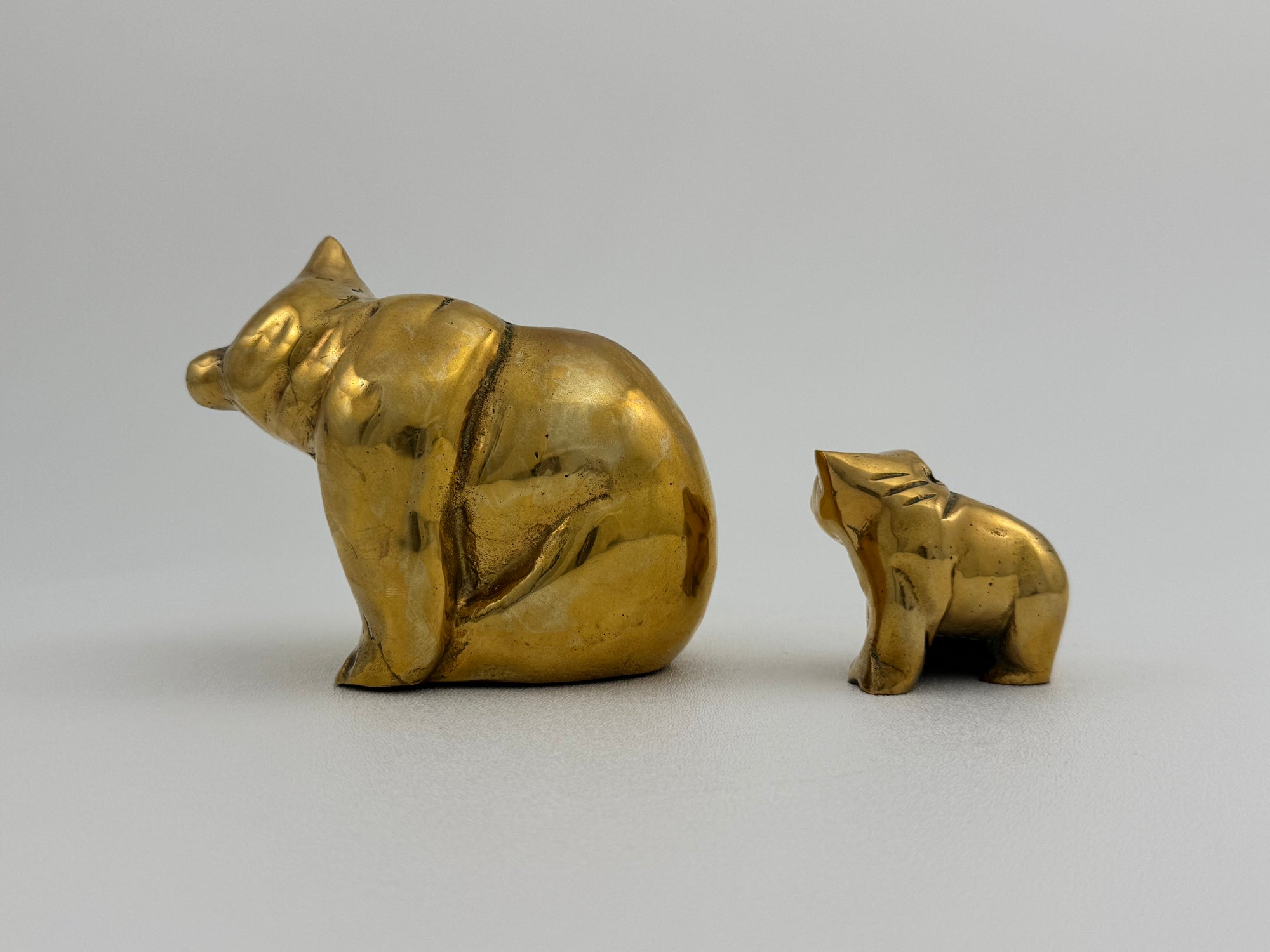 Vintage Brass Mama Bear with Cub- Two Piece Set