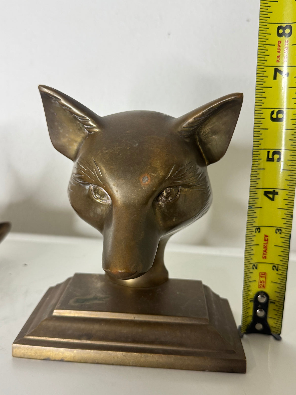 Vintage Brass Fox Head Bookends