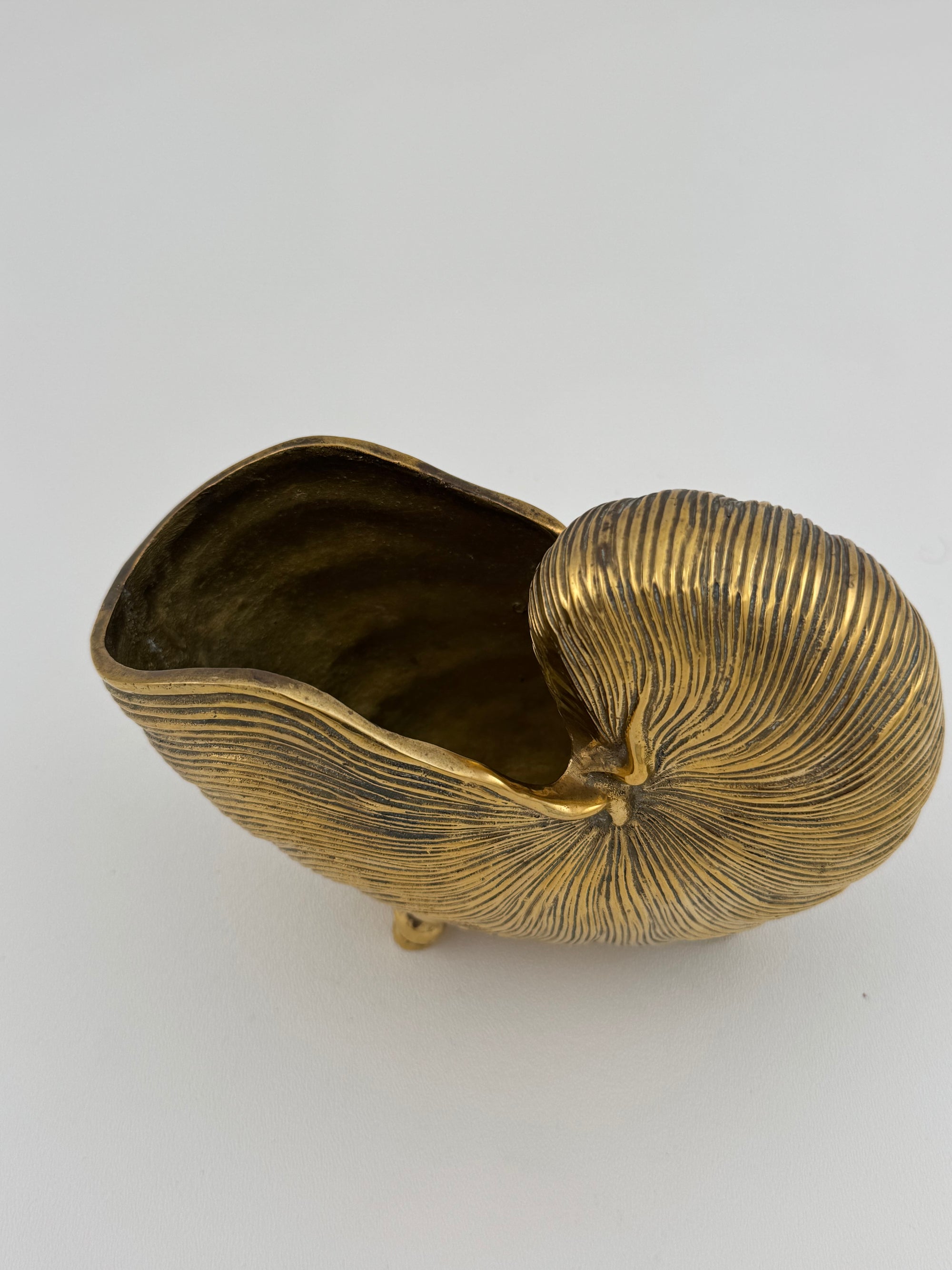 Vintage Brass Shell Stash Pot/Planter