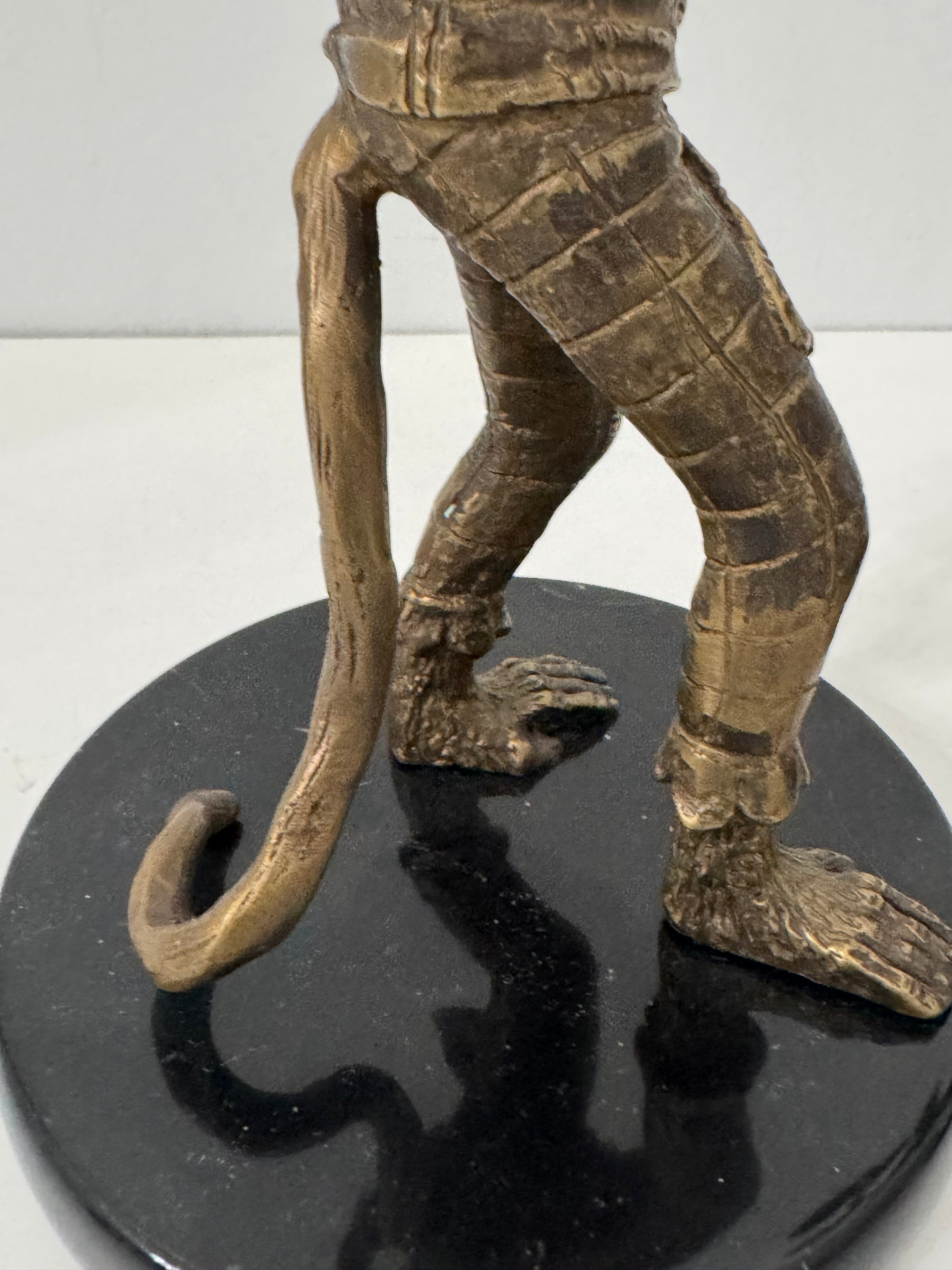 Vintage Brass Monkey Candleholders on Black Marble Bases | Mid-Century Exotic Pair