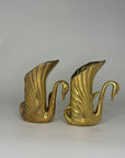 Vintage Brass Swan Vase / Cachepots (6.5”)