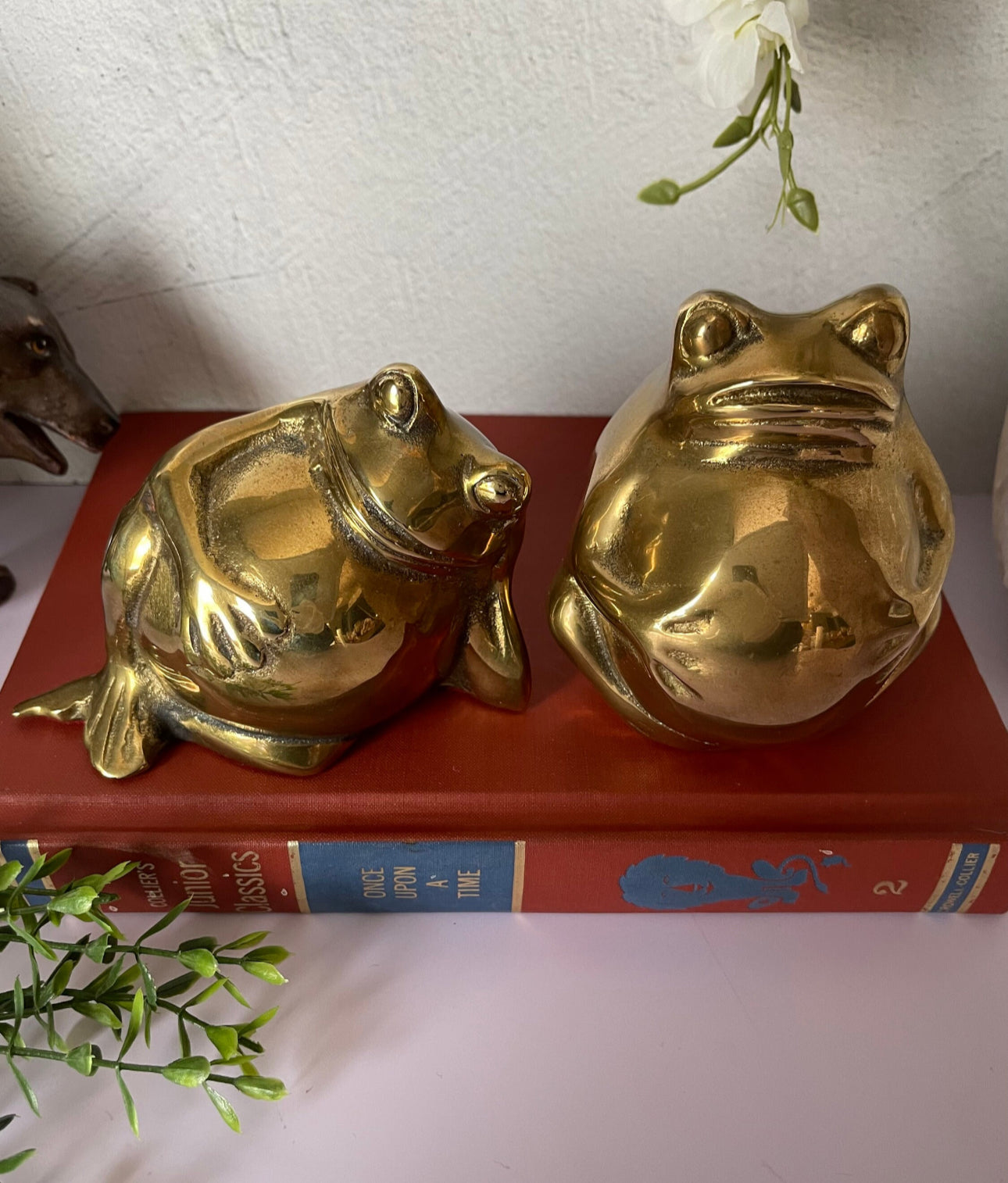 Vintage Brass Big Belly Retro Frogs- A Pair