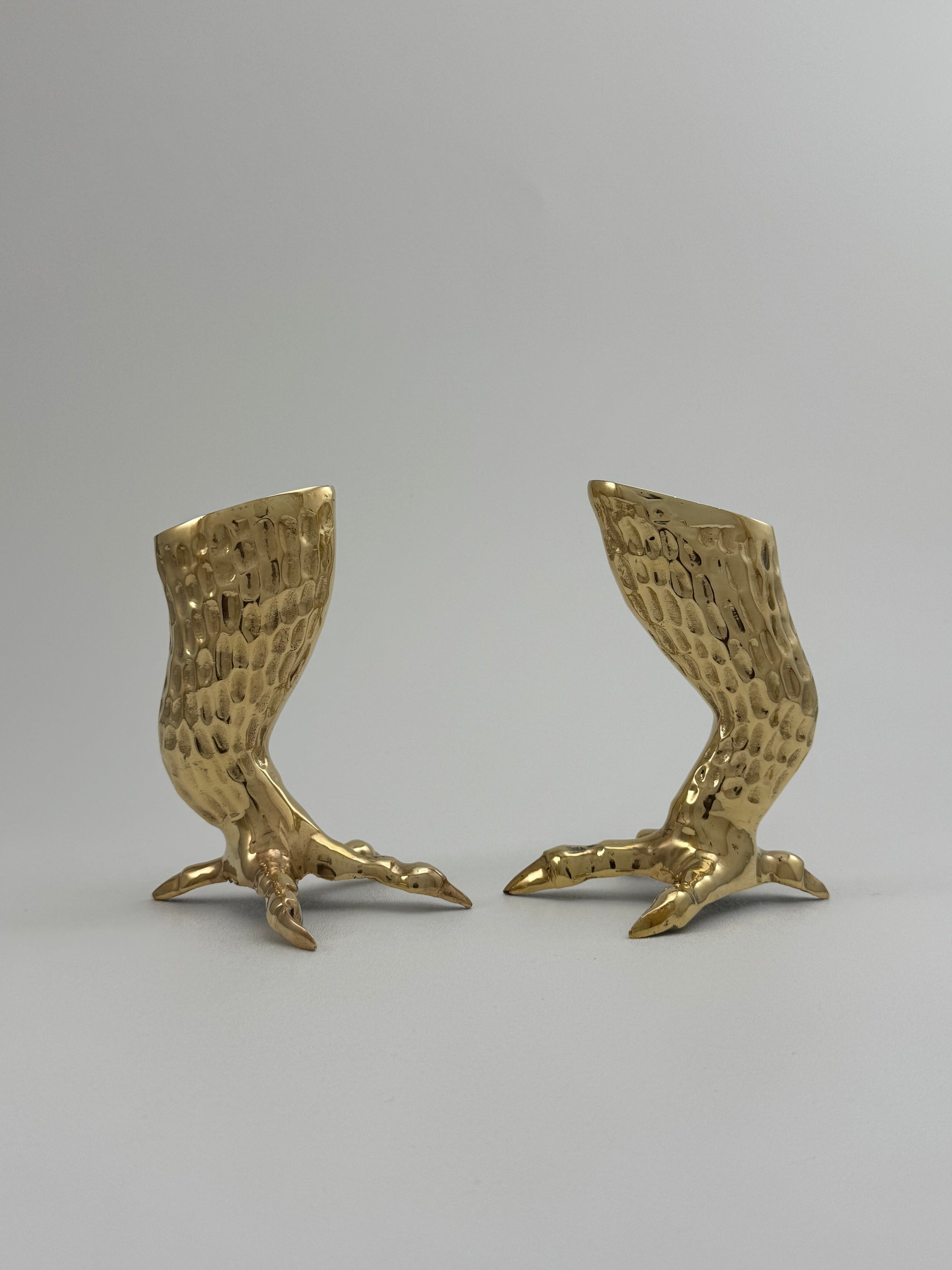 Pair of Vintage Brass Eagle Talon Candlesticks