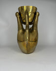 Rare Large Vintage Brass Cat Planter –Statement Cat Holding Bowl Centerpiece