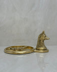 Vintage Brass Fox Head Dresser Tray