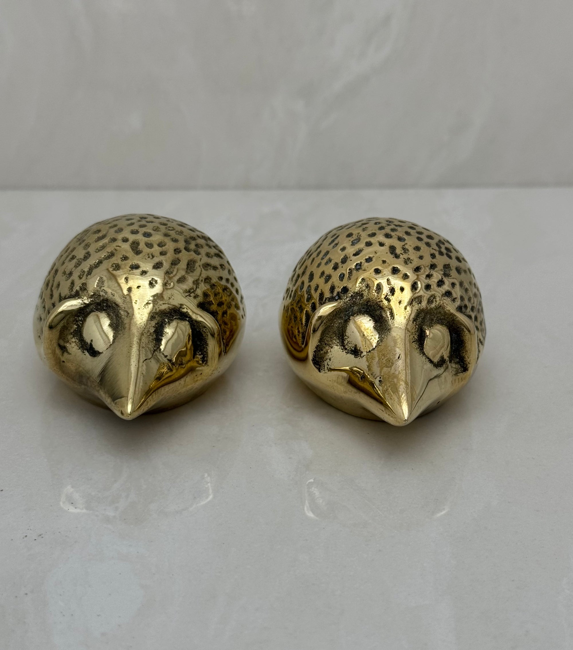 Small and Sleek Vintage Brass Hedgehogs- A Pair By Seiden