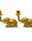 Vintage Brass Elephant Candle Holders | Lucky Trunk Pair