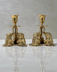 Vintage Brass Elephant Candleholders-A Pair