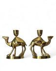 Vintage Brass Camel Candlestick Holders- A Pair