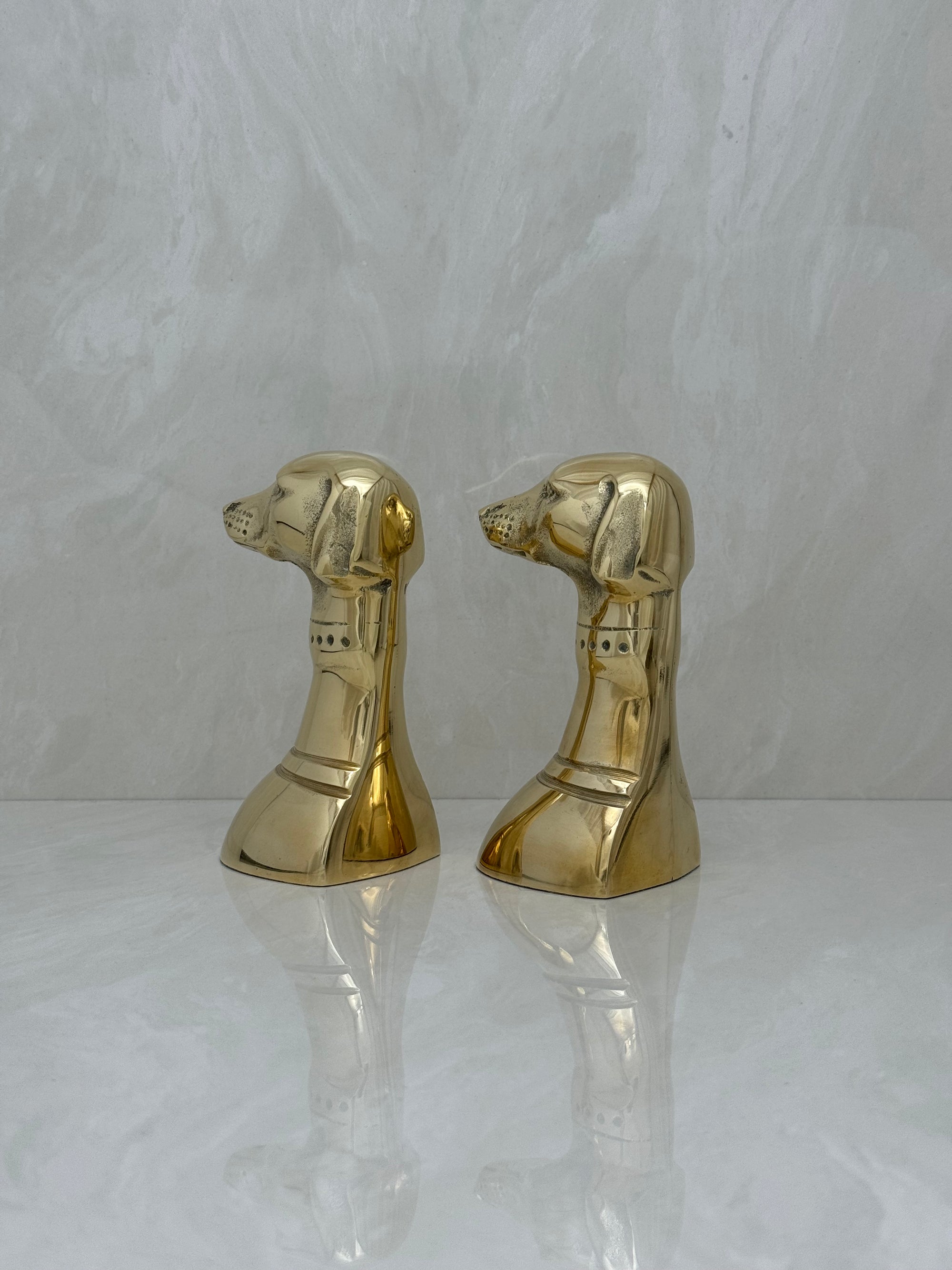 Vintage Brass Dog Bookends- A Pair