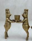 Vintage Bronze Pig Chef Candleholders-A Pair