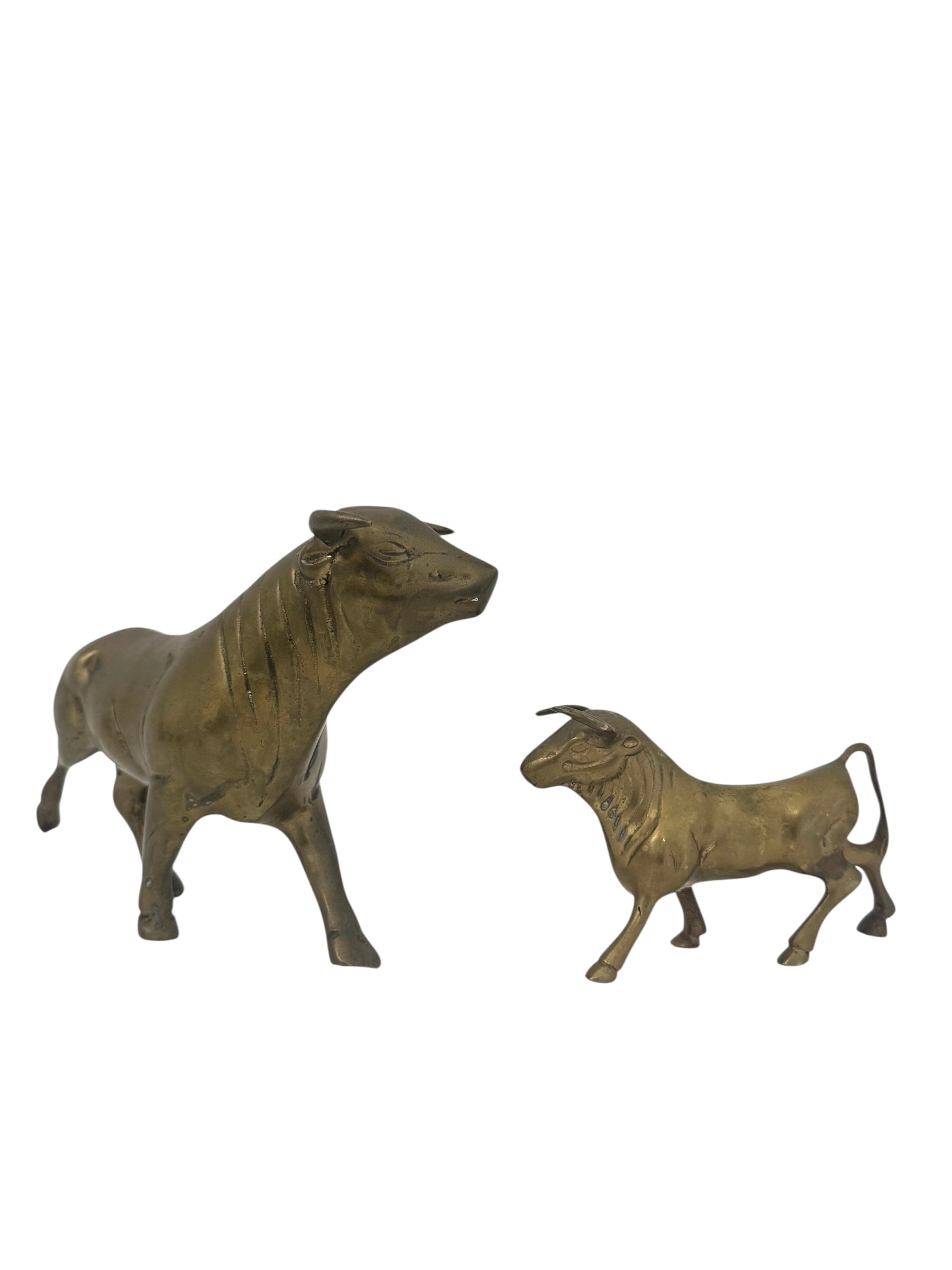 Vintage Brass Bull Figurines – Pair of Mid-Century Modern Bulls
