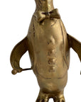 Vintage Brass Penguin Conductor with Baton – Whimsical Dapper Sculpture