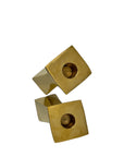 Vintage Polished Brass Geometric Candle Holders | Mid-Century Modern |Art Deco Revival Sculptural Pair