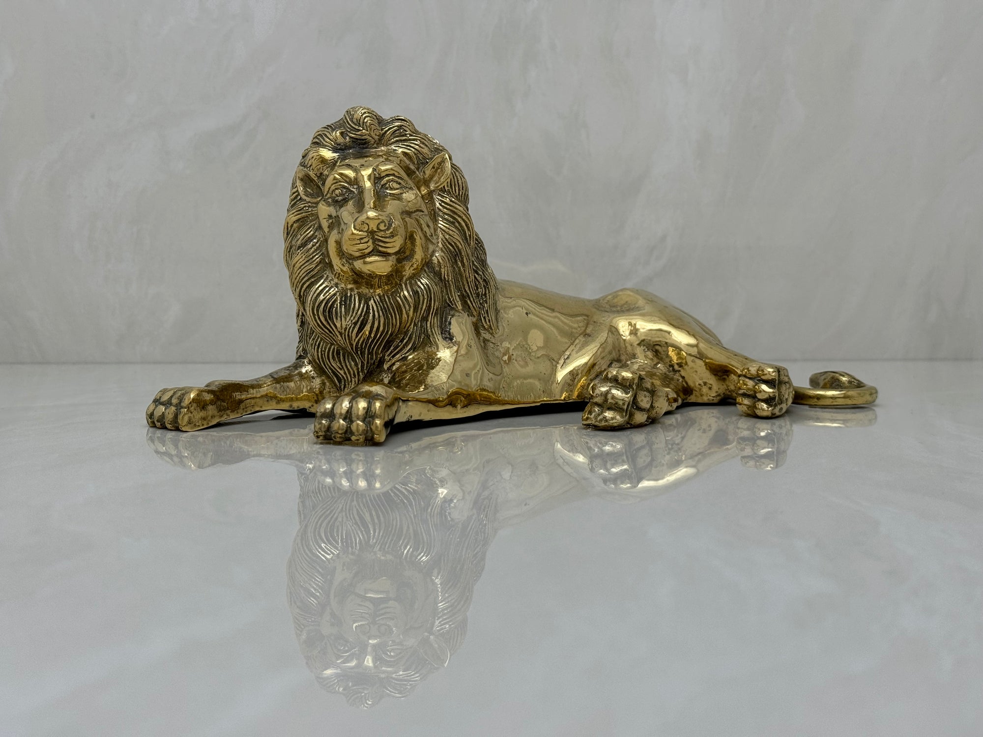 Highly Detailed Vintage Brass Lion