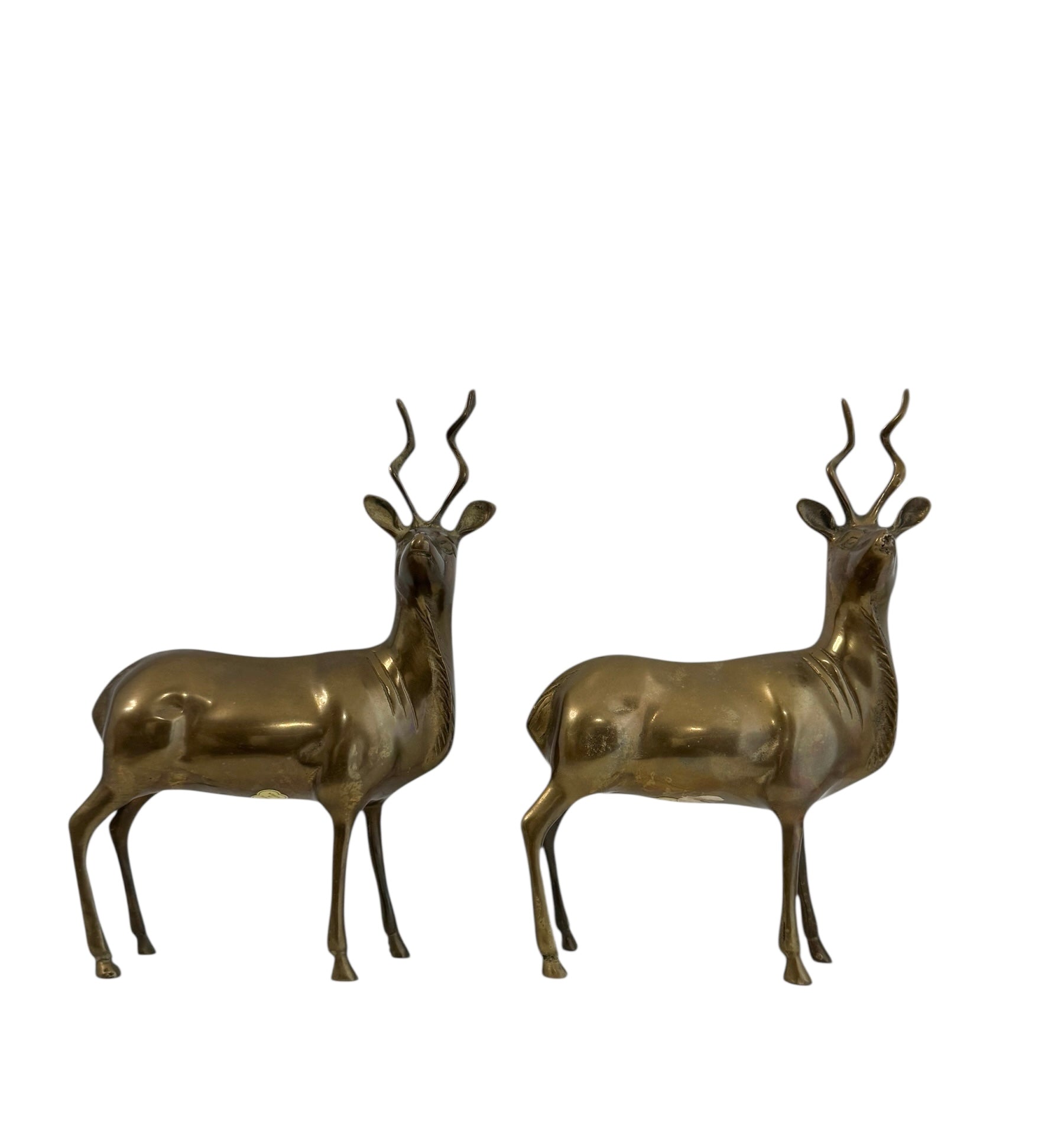 Vintage Brass Kudu Antelope Pair