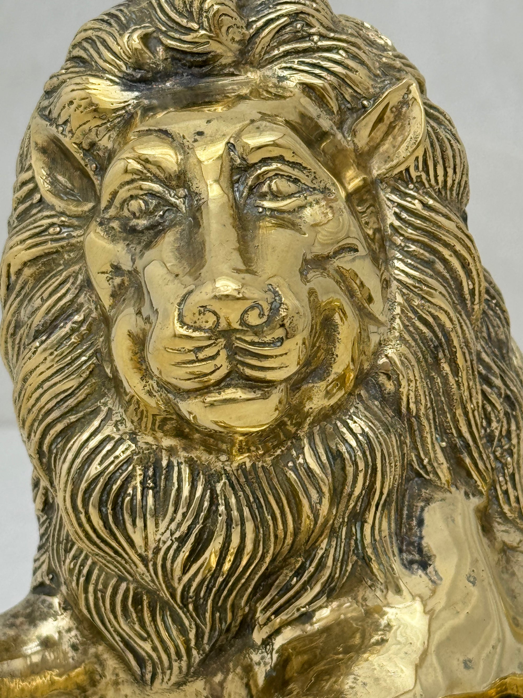 Highly Detailed Vintage Brass Lion