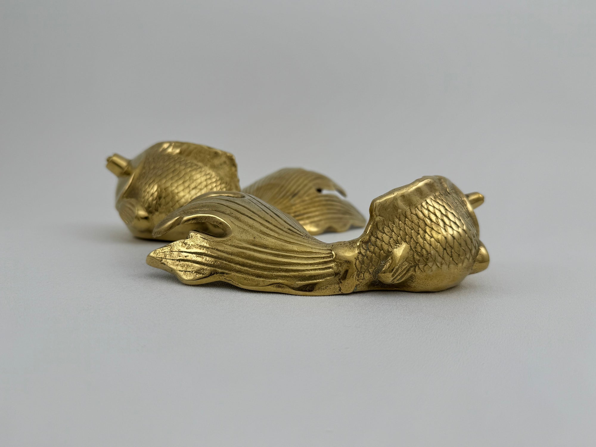 Large Vintage Fancy Tail Large Eyed Brass Fish- A Pair