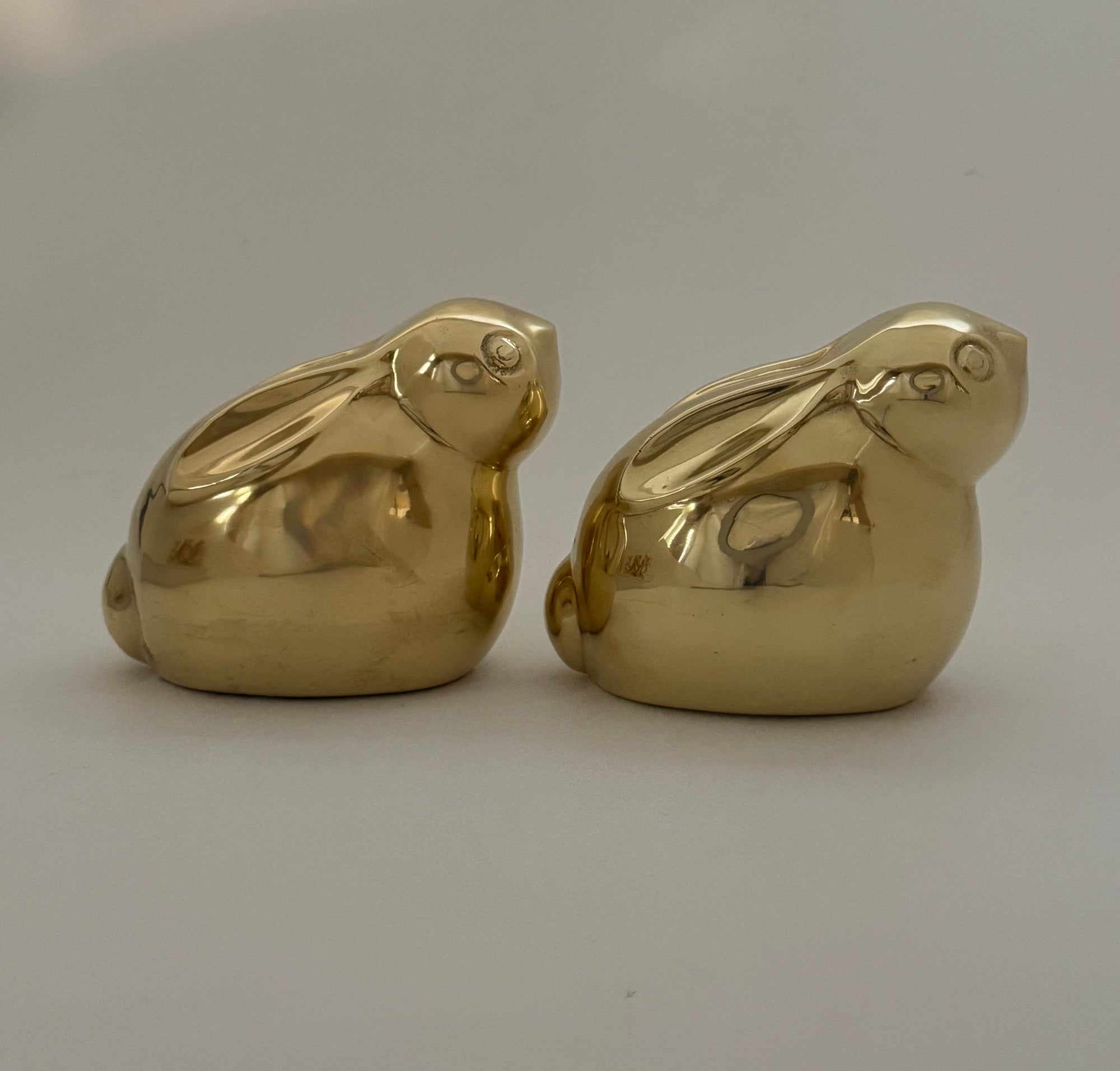 Rare Vintage Brass Chubby Bunny Rabbits-A Pair
