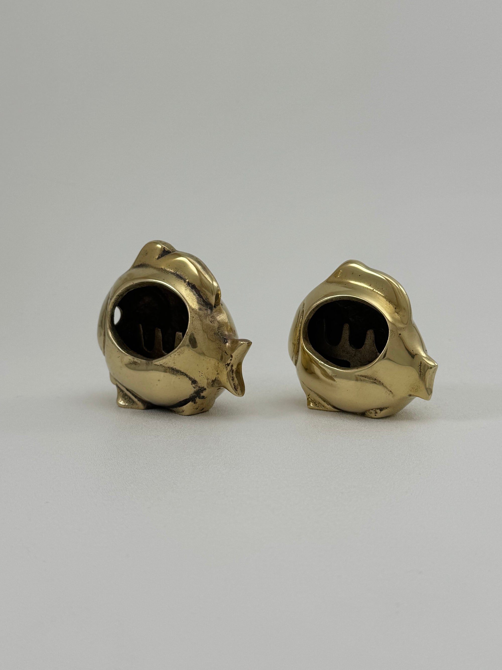 Pair of Vintage Brass Fish Ashtrays – His &amp; Hers– Mid Century Modern Hollywood Regency Coastal Decor