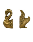 Vintage Brass Swan Bookends- A Pair