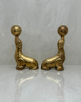 Vintage Brass Seal Bookends with Ball-A Pair