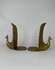 Vintage Brass Peacock Bookends – Regal Fan Tail Pair