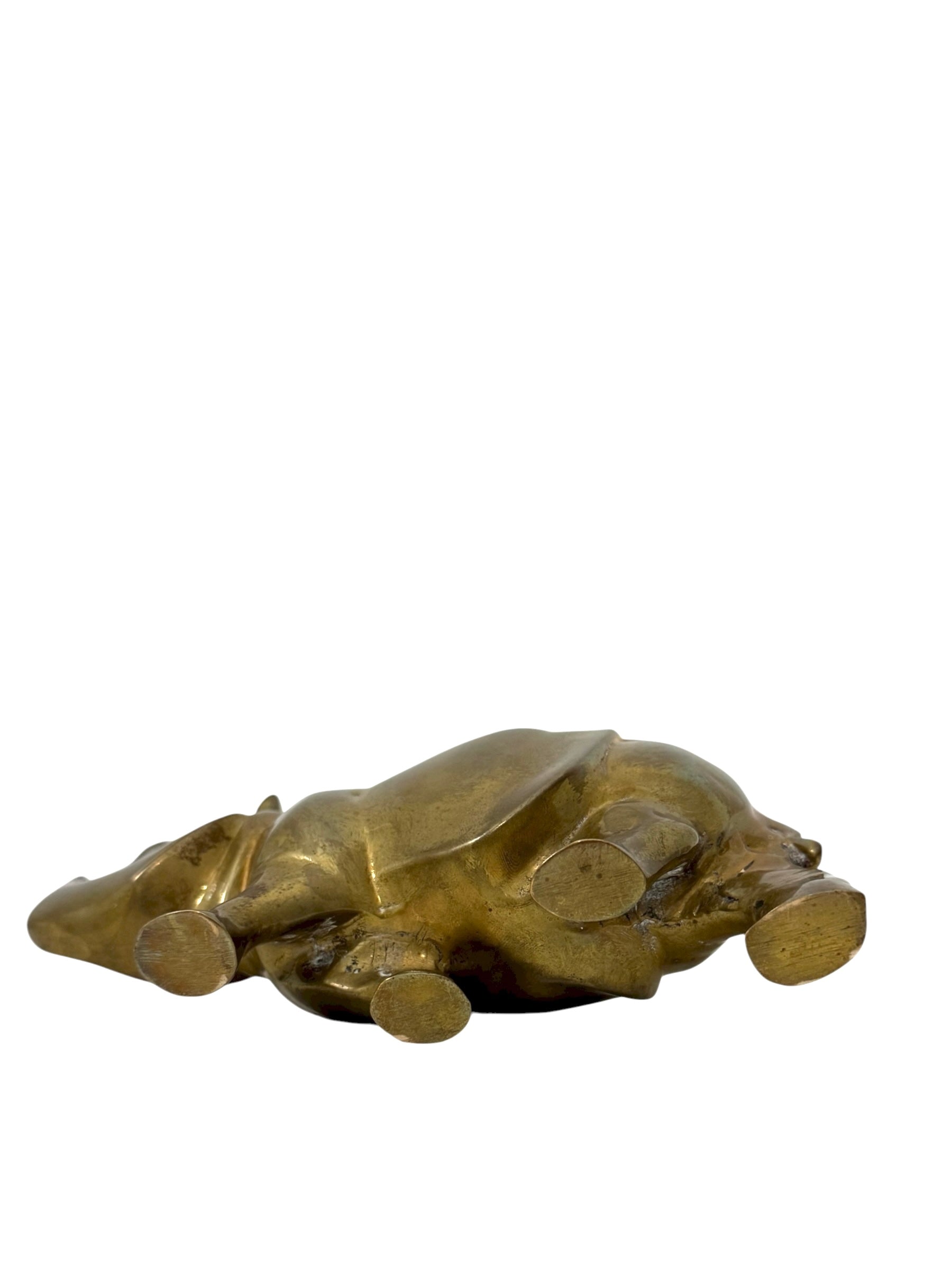 Vintage Brass Rhinoceros – Mid-Century Modern Safari Sculpture | Brass Figurine