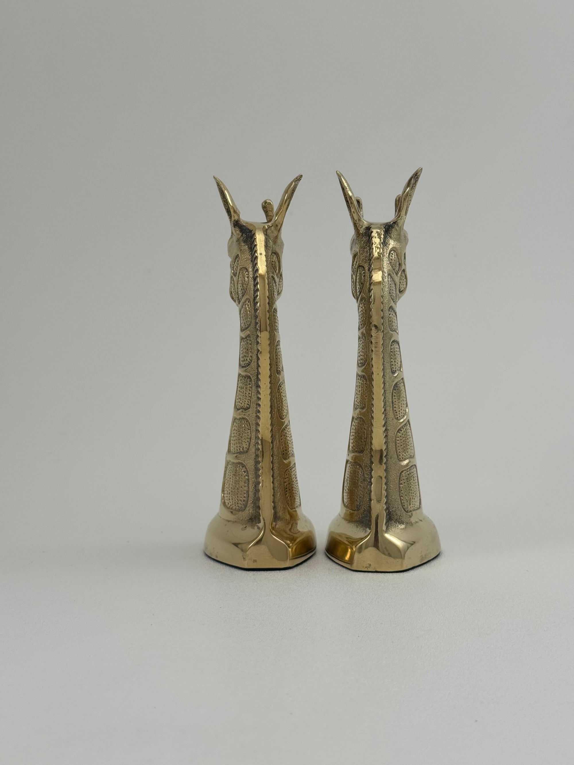 Vintage Brass Giraffe Pair – 7.25” Tall – Elegant Safari Sculptures
