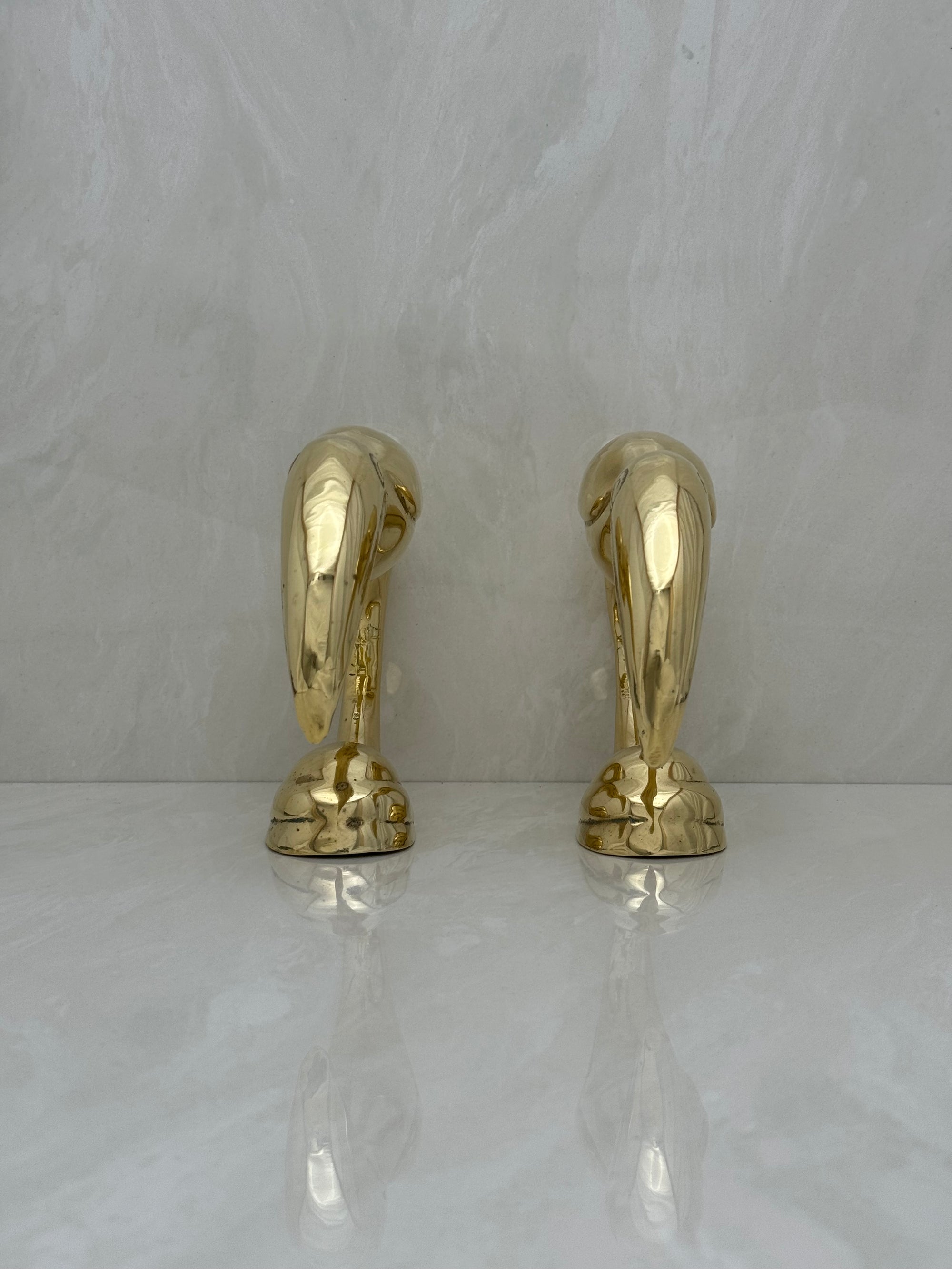 Vintage Brass Toucan Bookends- A Pair