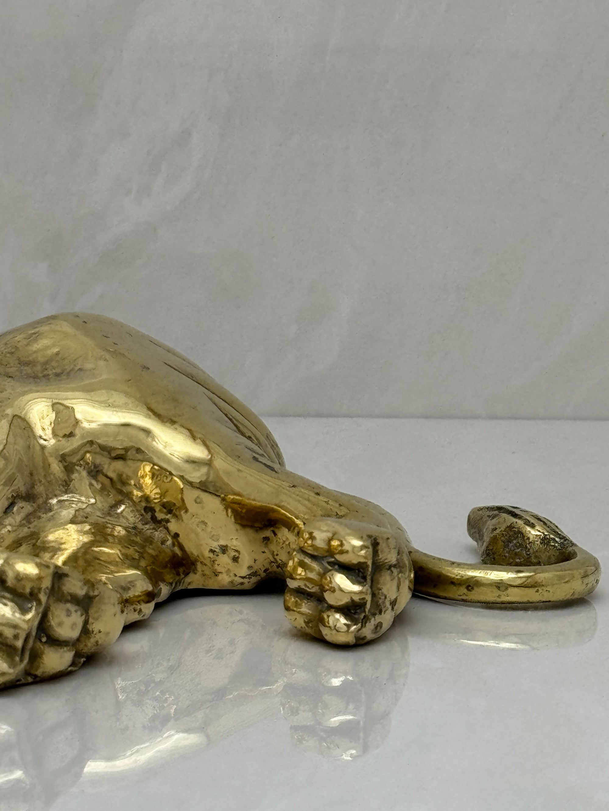 Highly Detailed Vintage Brass Lion