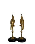 Hollywood Regency Brass Cockatoo Pair on Marble – Mid-Century Modern Elegance