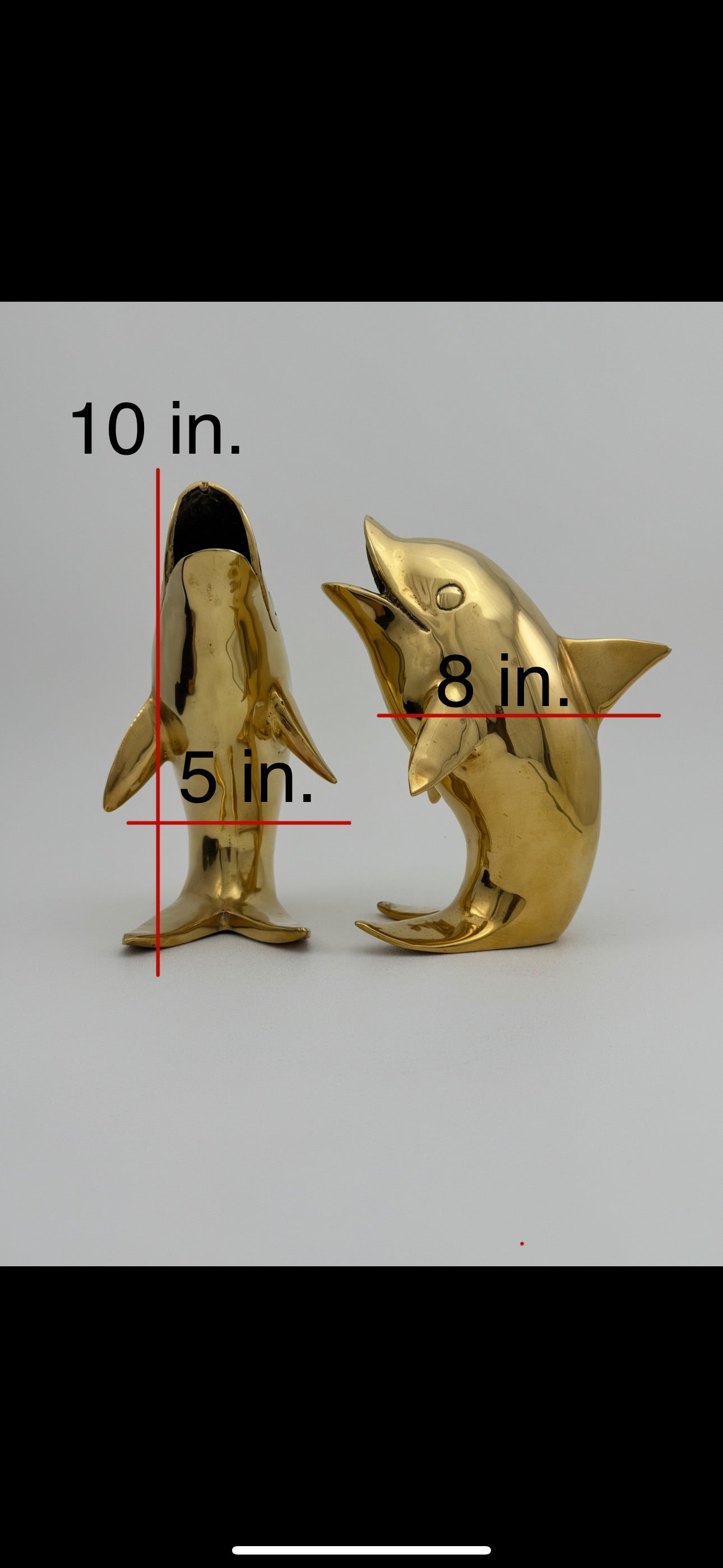 Vintage Solid Brass Dolphins – 10” Coastal Wishing Vessels/Coin Banks-A Pair